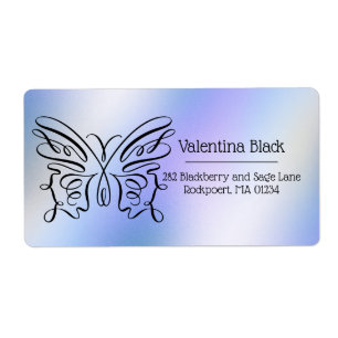 ミニマルモダンリストラインスケッチバタフライモノグラム ラベル