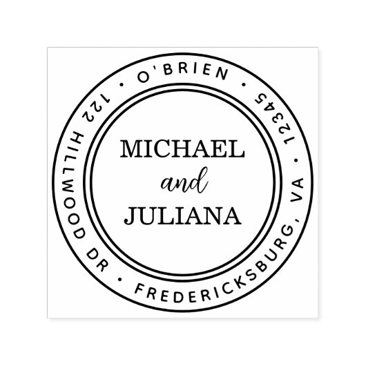 ミニマルモダンリストラウンドカップルの家族の名前 セルフインキングスタンプ (デザイン)