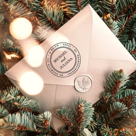 ミニマルモダンリストラウンドカップルの家族の名前 セルフインキングスタンプ