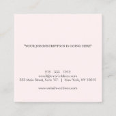 ミニマルモダンリストラグジュアリーライトピンク/ブラック スクエア名刺 (裏面)