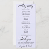 ミニマルモダンリストラベンダーパープル結婚式 プログラム (裏面)