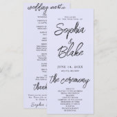 ミニマルモダンリストラベンダーパープル結婚式 プログラム (正面/裏面)