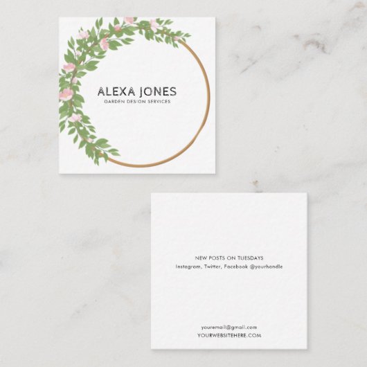 ミニマルモダンリストランケア造園ガーデニング スクエア名刺 (正面/裏面)