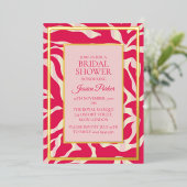 ミニマルモダンリストレッドとピンクブライダルシャワー 箔招待状 (立ち正面)