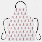 ミニマルモダンリストレッドクリスマスツリーパターン エプロン (正面)