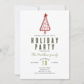 ミニマルモダンリストレッドクリスマスツリーホリデイ 招待状 (正面)