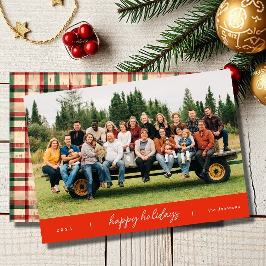 ミニマルモダンリストレッドクリスマス シーズンカード