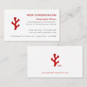 ミニマルモダンリストレッドコーラルリーフダイビング 名刺 (正面/裏面)