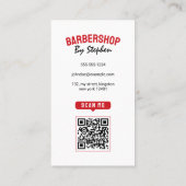 ミニマルモダンリストレッドバーバーバーショップヘアスタイリストサロン 名刺 (裏面)