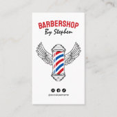 ミニマルモダンリストレッドバーバーバーショップヘアスタイリストサロン 名刺 (正面)