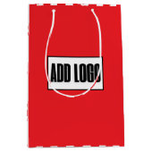 ミニマルモダンリストレッド白ストライプのビジネスロゴ ミディアムペーパーバッグ (正面)