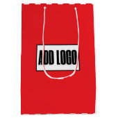 ミニマルモダンリストレッド白ストライプのビジネスロゴ ミディアムペーパーバッグ (裏面)