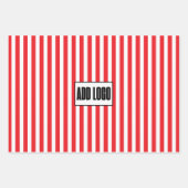 ミニマルモダンリストレッド白ストライプのビジネスロゴ ラッピングペーパーシート (正面3)