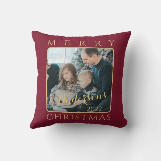 ミニマルモダンリストレッド&ゴールデントナディアクリスマス クッション (裏面)