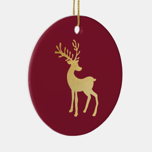 ミニマルモダンリストレッド&ゴールデントナディアクリスマス セラミックオーナメント (右)