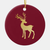 ミニマルモダンリストレッド&ゴールデントナディアクリスマス セラミックオーナメント (正面)