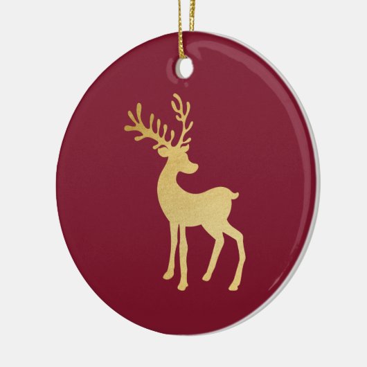 ミニマルモダンリストレッド&ゴールデントナディアクリスマス セラミックオーナメント (左)