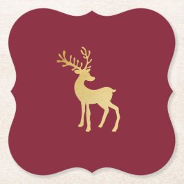 ミニマルモダンリストレッド&ゴールデントナディアクリスマス ペーパーコースター