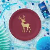 ミニマルモダンリストレッド&ゴールデントナディアクリスマス ペーパープレート (パーティー)