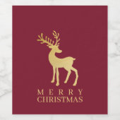 ミニマルモダンリストレッド&ゴールデントナディアクリスマス ワインラベル (シングルラベル)