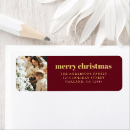 ミニマルモダンリストレッド&金ゴールドメリークリスマス ラベル