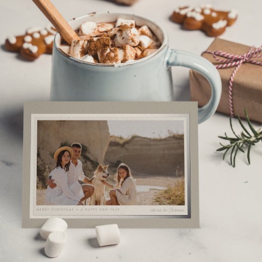 ミニマルモダンリストレポーズグレーシルバー1写真実在 箔シーズンポストカード