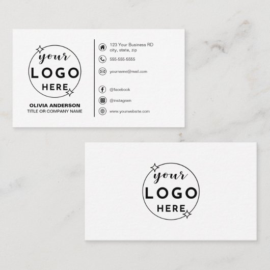 ミニマルモダンリストロゴカスタムアイコンソーシャルメディア 名刺 (正面/裏面)