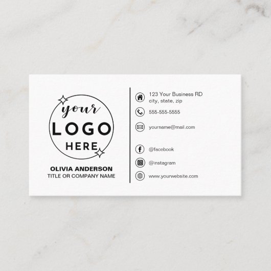 ミニマルモダンリストロゴカスタムアイコンソーシャルメディア 名刺 (正面)