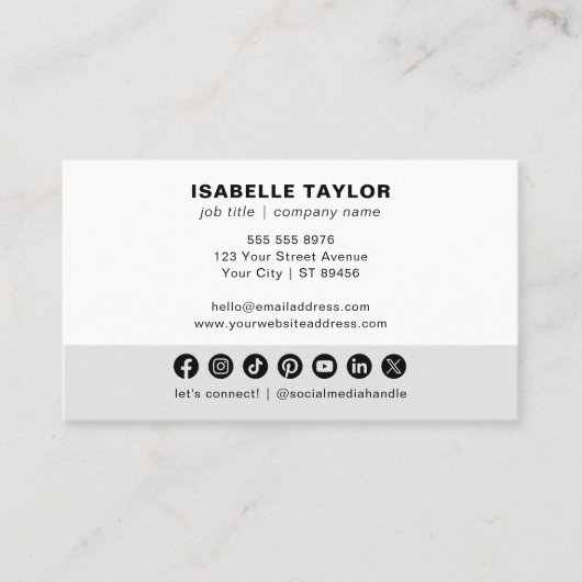 ミニマルモダンリストロゴカスタムソーシャルメディアのアイコン 名刺 (正面)