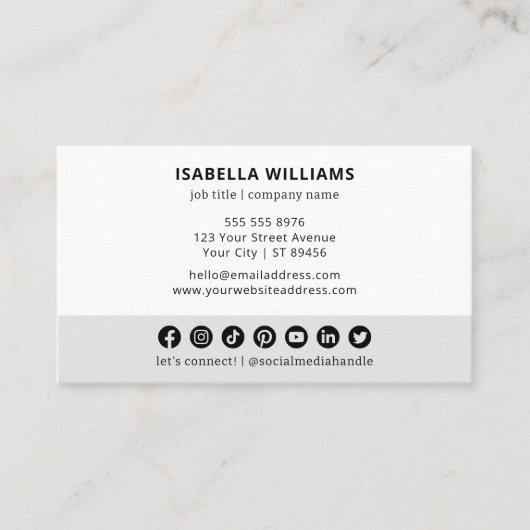 ミニマルモダンリストロゴカスタムソーシャルメディアのアイコン 名刺 (正面)