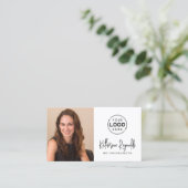 ミニマルモダンリストロゴフォトスクリプトアイコンQRコード 名刺 (スタンド正面)