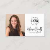 ミニマルモダンリストロゴフォトスクリプトアイコンQRコード 名刺 (正面)