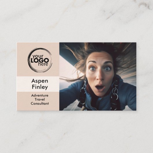 ミニマルモダンリストロゴ写真QRコード名刺 名刺 (正面)