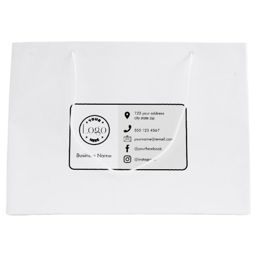 ミニマルモダンリストロゴ |ソーシャルカスタムアイコン ラージペーパーバッグ (正面)