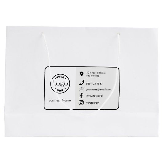 ミニマルモダンリストロゴ |ソーシャルカスタムアイコン ラージペーパーバッグ (裏面)