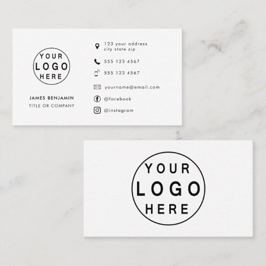 ミニマルモダンリストロゴ |ソーシャルメディカスタムアのアイコン 名刺 (正面/裏面)