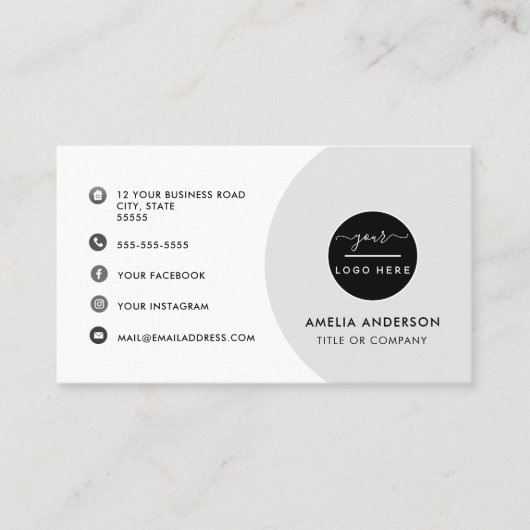 ミニマルモダンリストロゴ |ソーシャルメディカスタムアのアイコン 名刺 (正面)