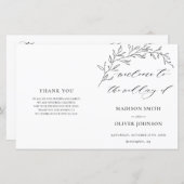 ミニマルモダンリストローレルフォールド結婚式 プログラム (正面/裏面)