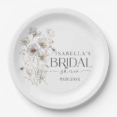 ミニマルモダンリストワイルドフラワーブーケブライダルシャワー ペーパープレート (正面)