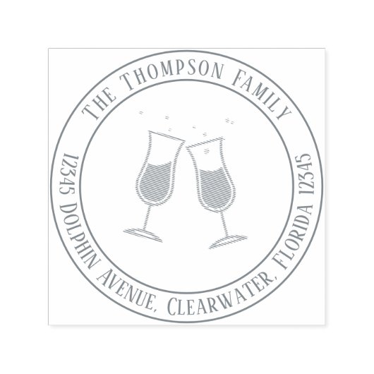 ミニマルモダンリストワイングラスお洒落おもしろい セルフインキングスタンプ (デザイン)