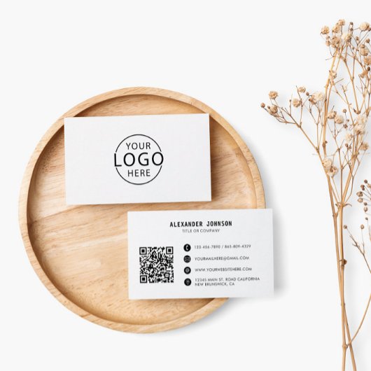 ミニマルモダンリスト会社ロゴQRコード 名刺