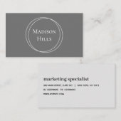 ミニマルモダンリスト円フレームグレー 名刺 (正面/裏面)