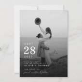 ミニマルモダンリスト写真の日付カードの保存 招待状 (正面)