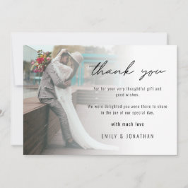 ミニマルモダンリスト写真の結婚追加 サンキューカード