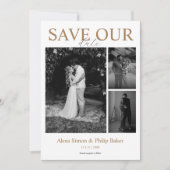 ミニマルモダンリスト写真コラージュ日付カードの保存 招待状 (正面)