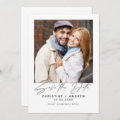 ミニマルモダンリスト写真ス結婚クリプト セーブザデート (正面/裏面)