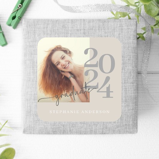 ミニマルモダンリスト写真台本の卒業生 スクエアシール