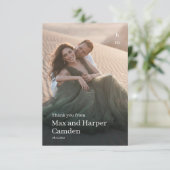 ミニマルモダンリスト型フォト結婚ズ サンキューカード (スタンド正面)