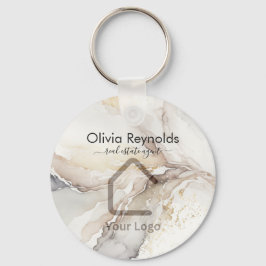 ミニマルモダンリスト大理石テクスチャオーバーレイニュートラル キーホルダー
