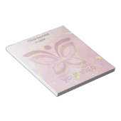 ミニマルモダンリスト大理石テクスチャオーバーレイピンク金ゴールド ノートパッド (アングル)